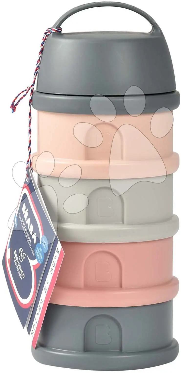 Beaba Sada kelímků na sušené mléko / svačinu Mineral Grey /Pink