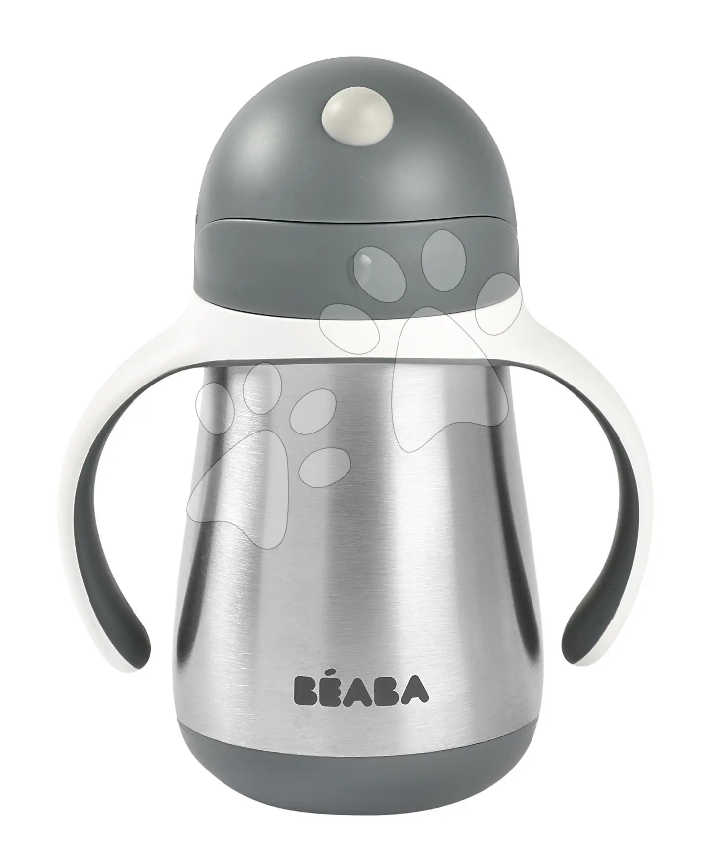 Féša Bidon s dvojitými stěnami Stainless Steel Straw Cup Beaba Mineral Grey 250 ml z nerezové oceli šedá od 8 měsíců