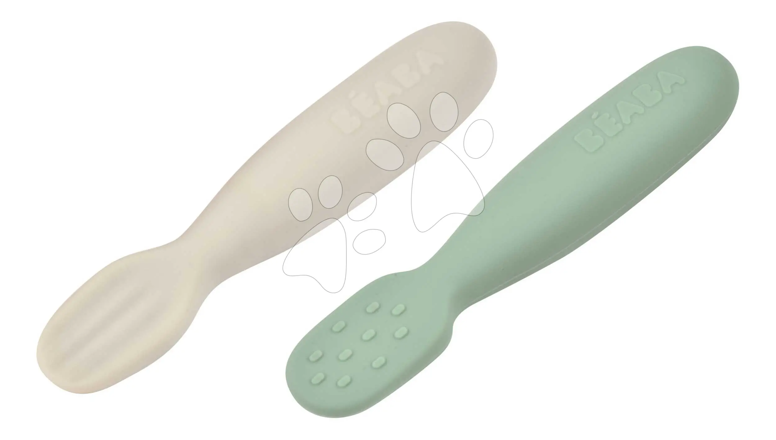 Beaba První trénovací lžičky silikonové Sage Green / Velvet Grey