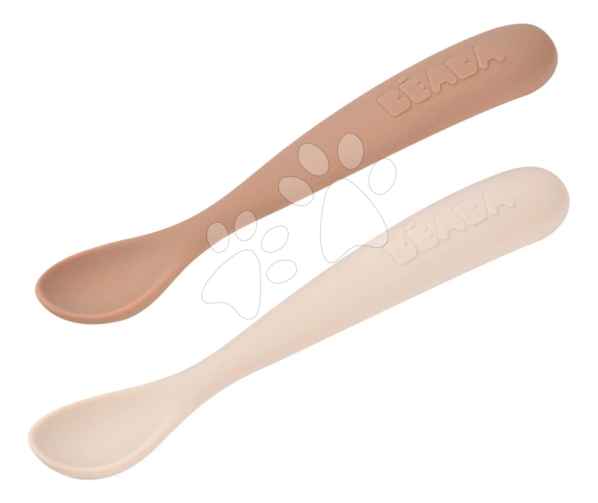Beaba První lžičky silikonové 2 ks s pouzdrem Clay Praline