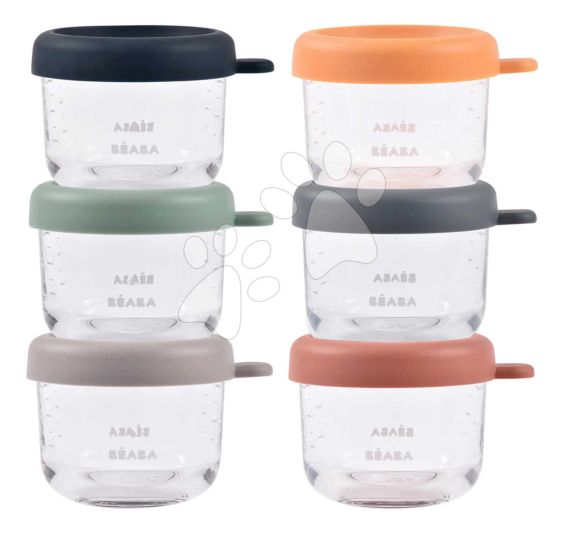 Beaba Kelímky na jídlo skleněné 6x 150 ml Sunrise