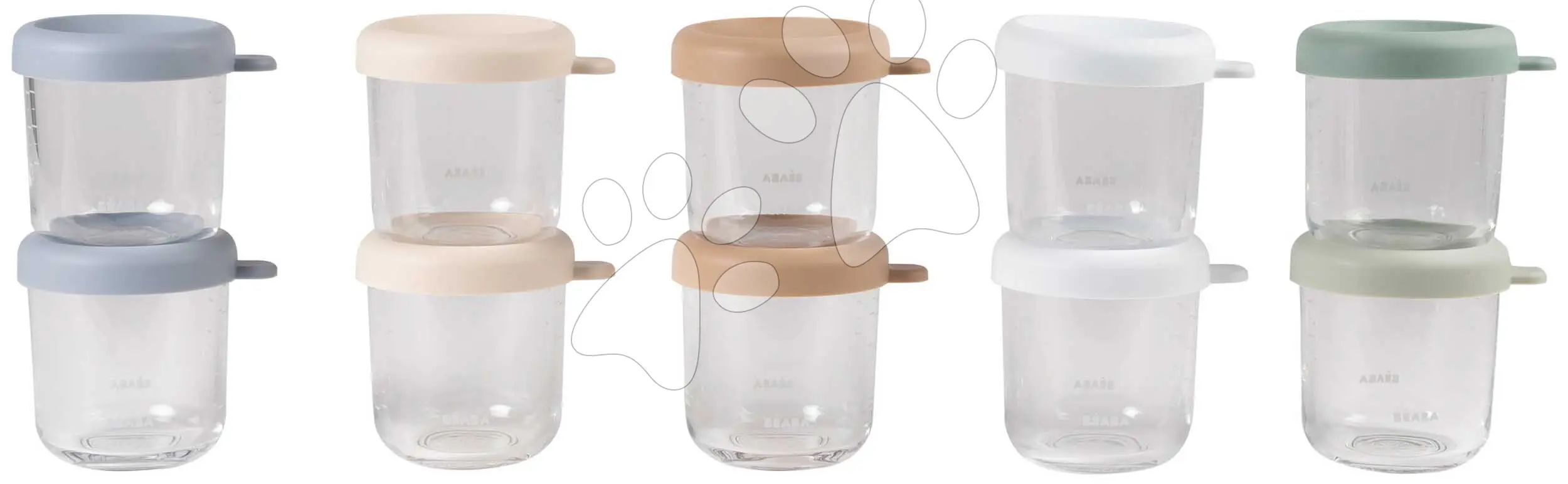 Sada dóz na jídlo Conservative Jars Natural Color Mix Beaba 250 ml 10 kusů z kvalitního skla