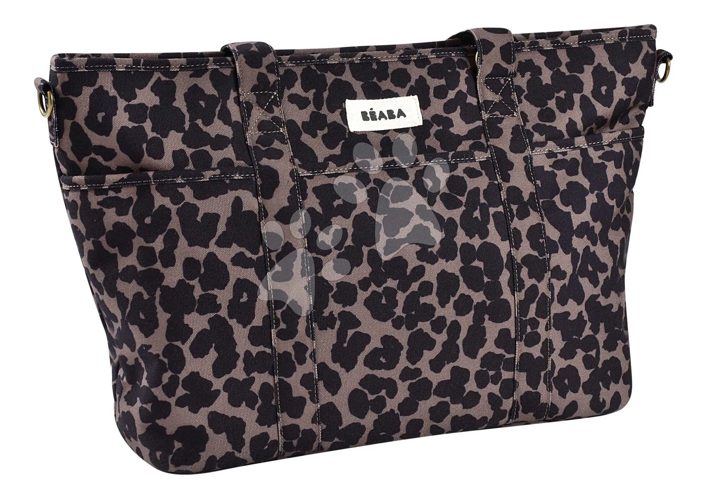 Přebalovací taška ke kočárku Madrid Changing Bag Leopard Beaba s přebalovací podložkou a popruhy ke kočárku s leopardím vzorem