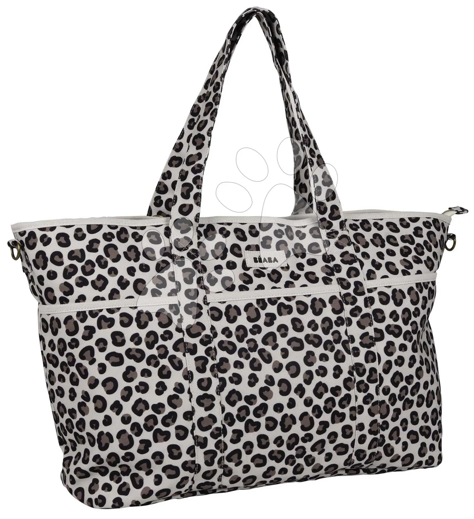 Přebalovací taška ke kočárku Madrid Bag XXL Leopard Clay Beaba s přebalovací podložkou a popruhy ke kočárku extra velká leopardí vzor