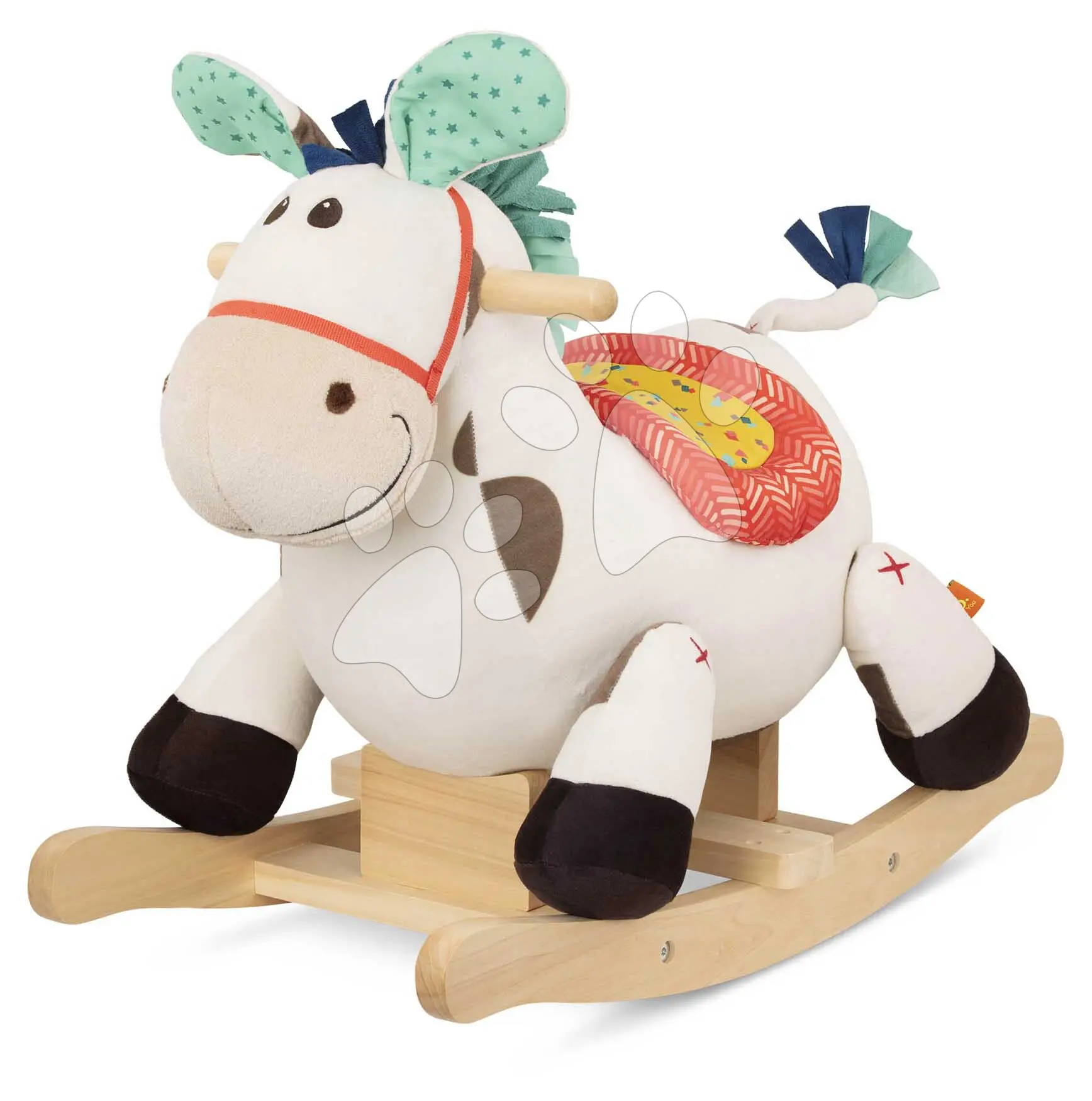 Houpací kůň Rodeo Rocker Spotty B-Toys plyšový s dřevěnou základnou béžový od 18 měsíců