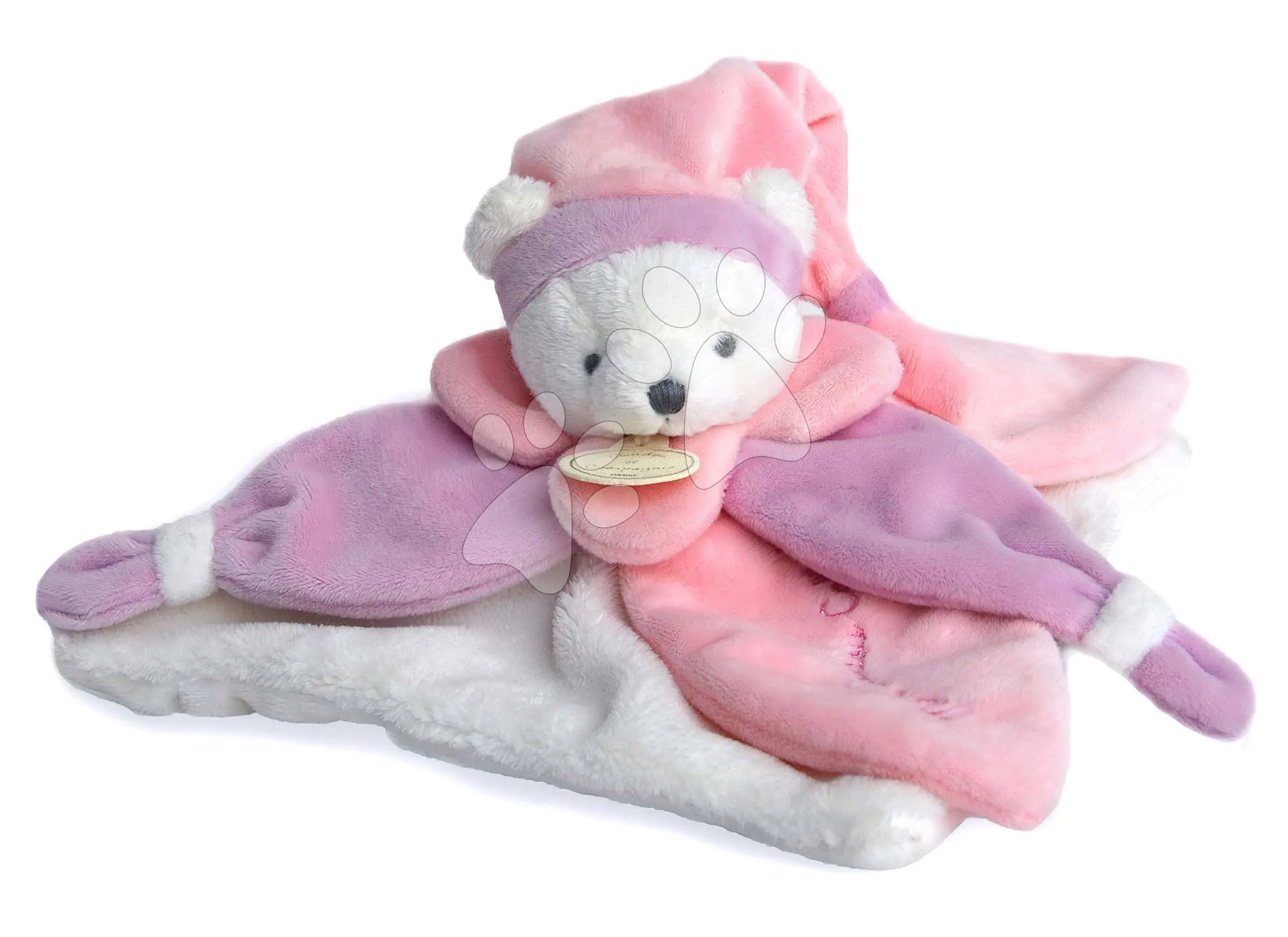 Doudou Dárková sada - plyšový muchláček růžový medvídek 24 cm