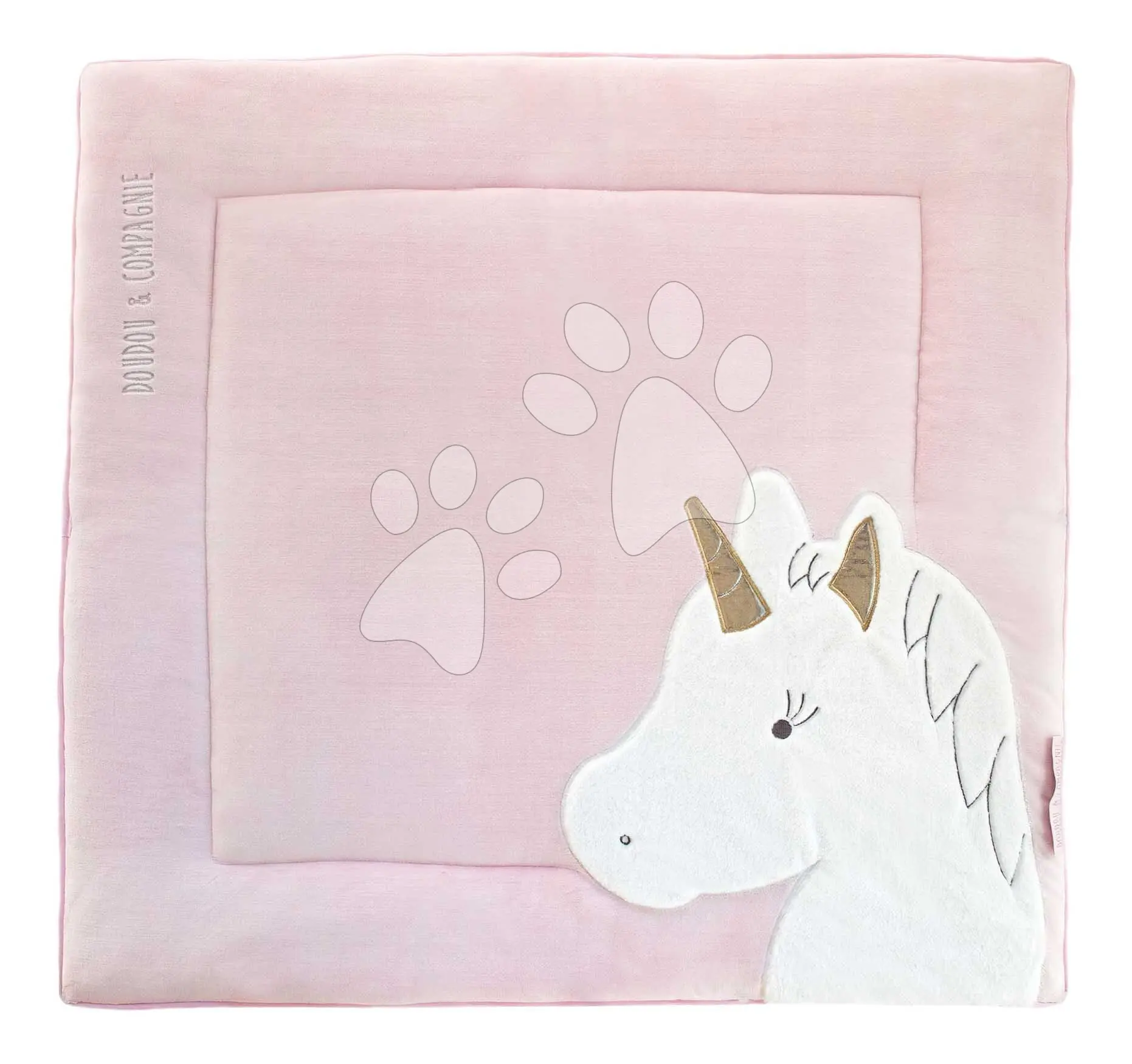 Textilní podložka na hraní s jednorožcem Park Mat Unicorn Doudou et Compagnie růžová 100*100 cm od 0 měsíců