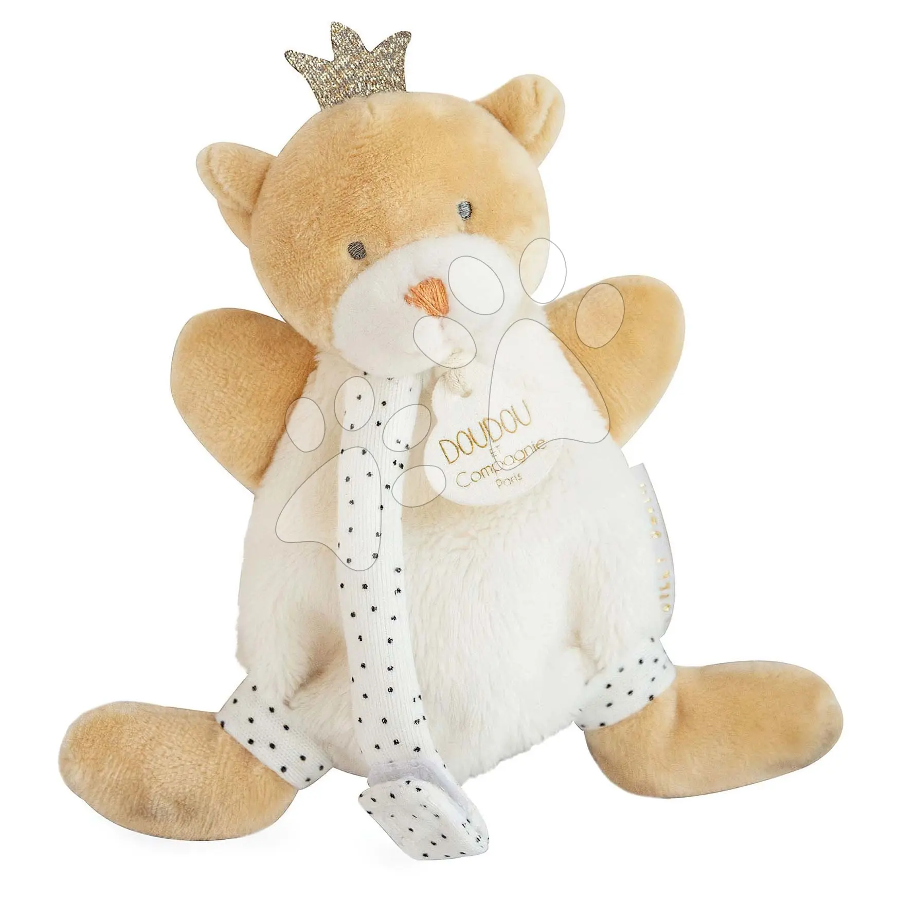 Doudou Hračka s úchytem na dudlík medvídek král 15 cm