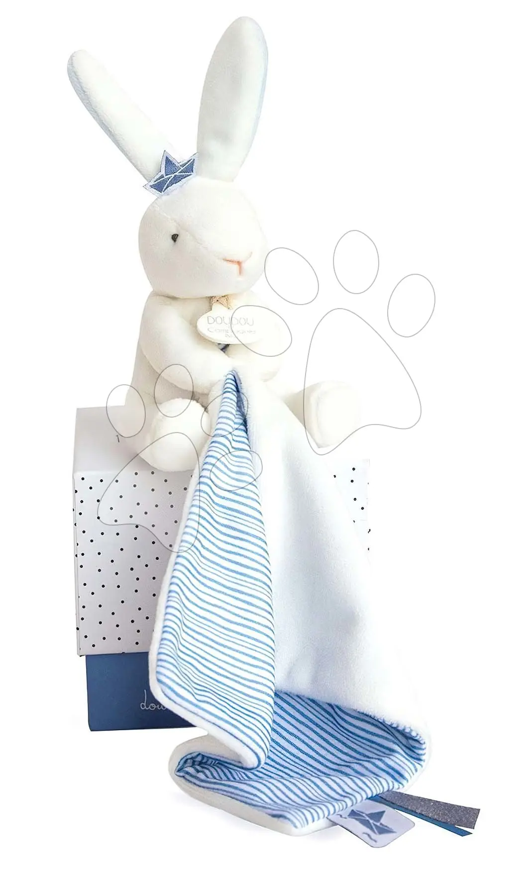 Doudou et Compagnie Plyšový zajačik na maznanie Bunny Sailor Perlidoudou modrý 10 cm v darčekovom balení DC3514