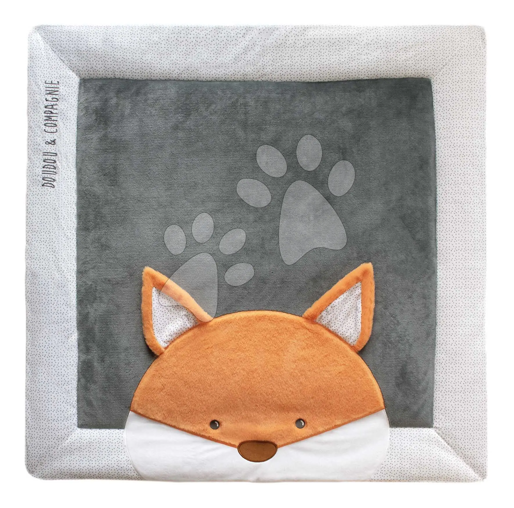 Textilní podložka na hraní s liškou Park Mat Fox Doudou et Compagnie šedá 100*100 cm od 0 měsíců