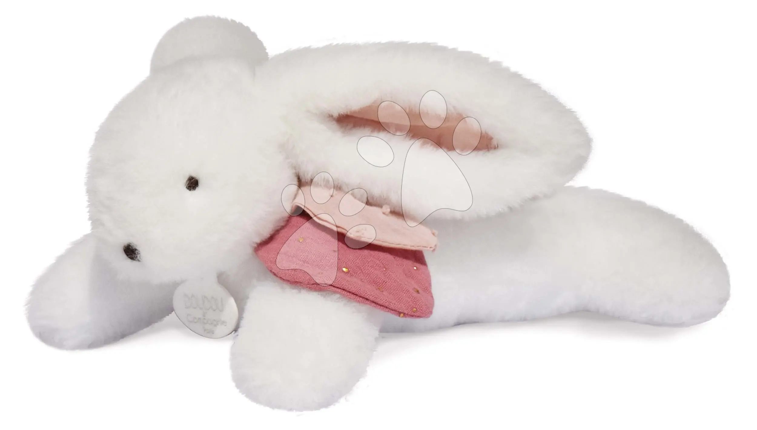 Doudou Dárková sada - Plyšový králíček s tmavě růžovou bambulkou 25 cm