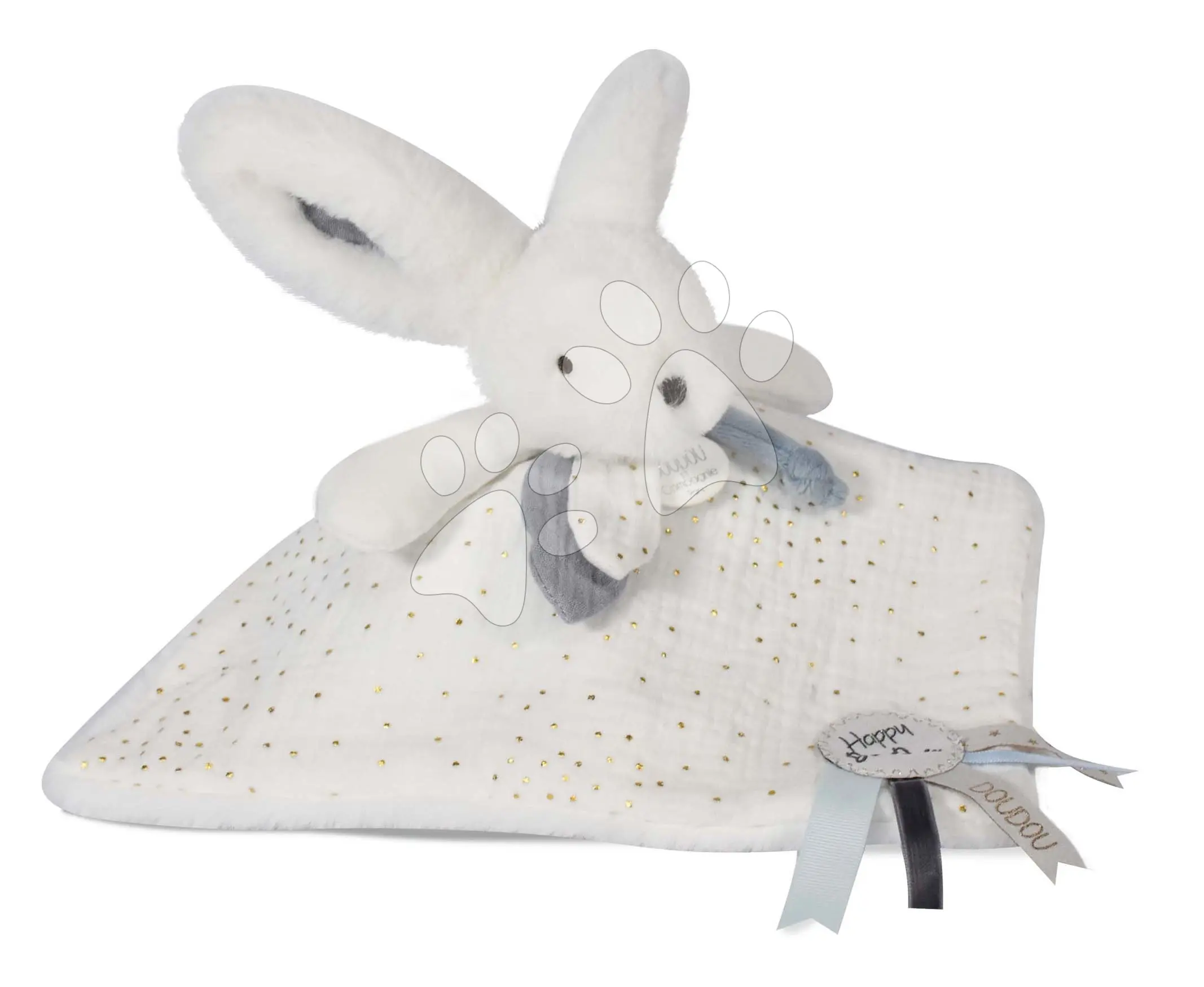 DouDou et Compagnie Paris dárková sada modrá králíček s čtvercovou dečkou 25 cm