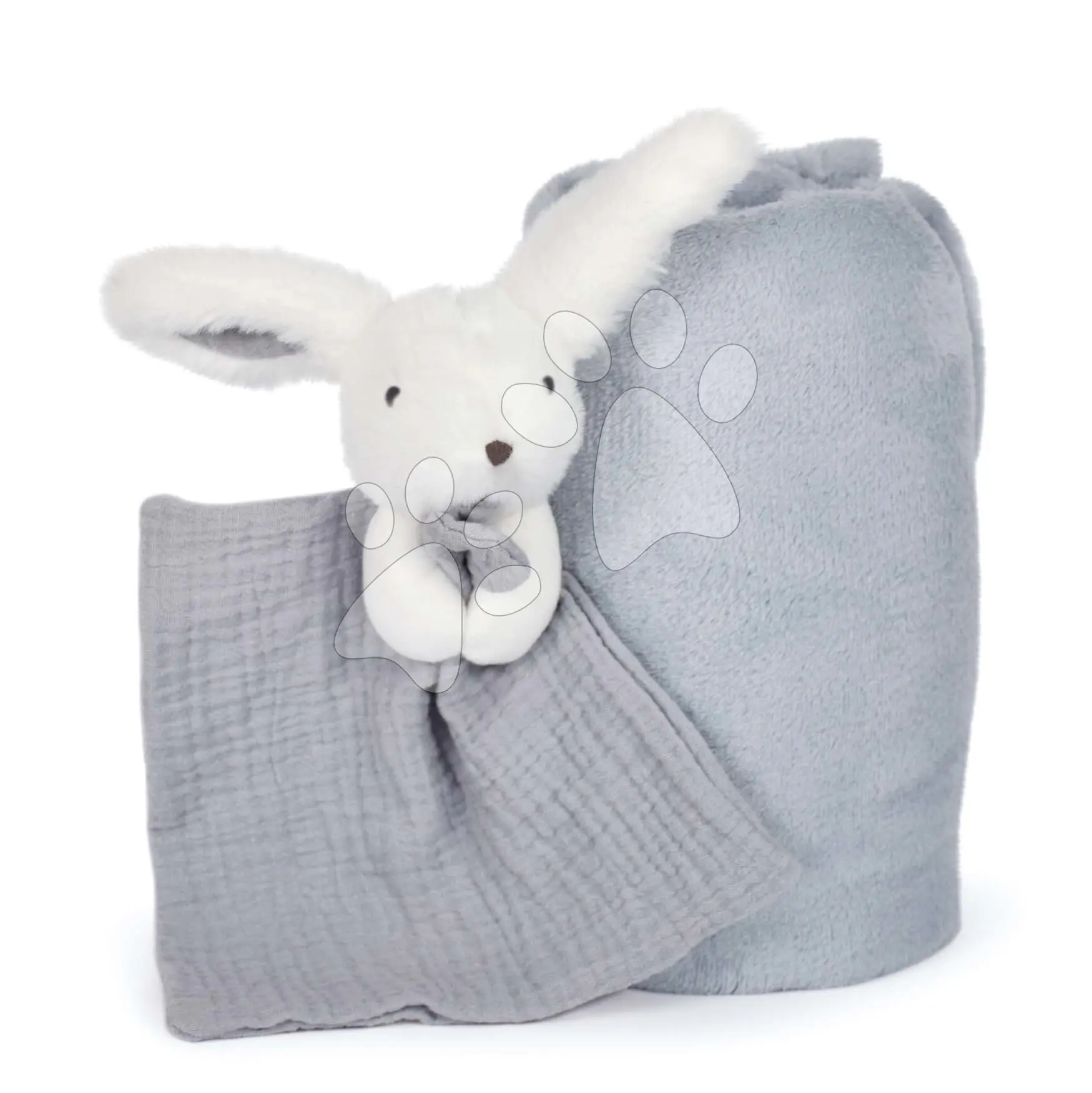 DouDou et Compagnie Paris dárková sada šťastný králíček pléd a modro šedý usínáček