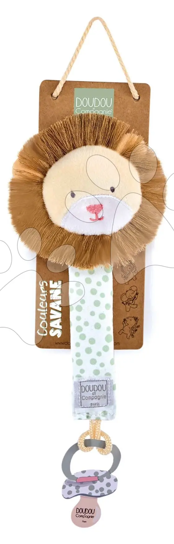 Klips na dudlík s plyšovým zvířátkem Couleurs Savane Doudou et Compagnie 18 cm různé druhy od 0 měsíců