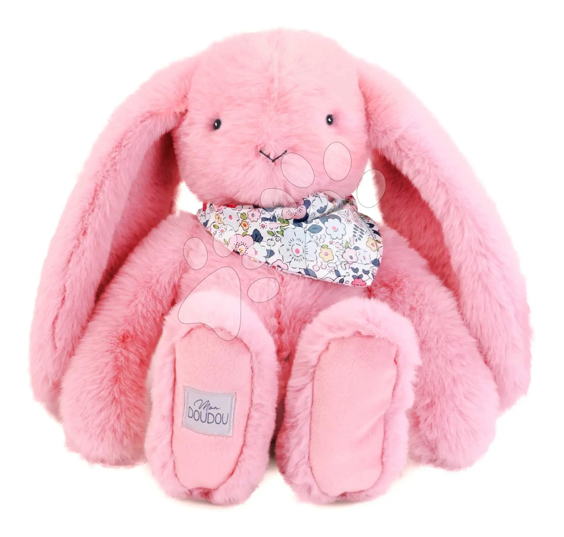 Doudou Plyšový zajíček s šátkem růžový 35 cm