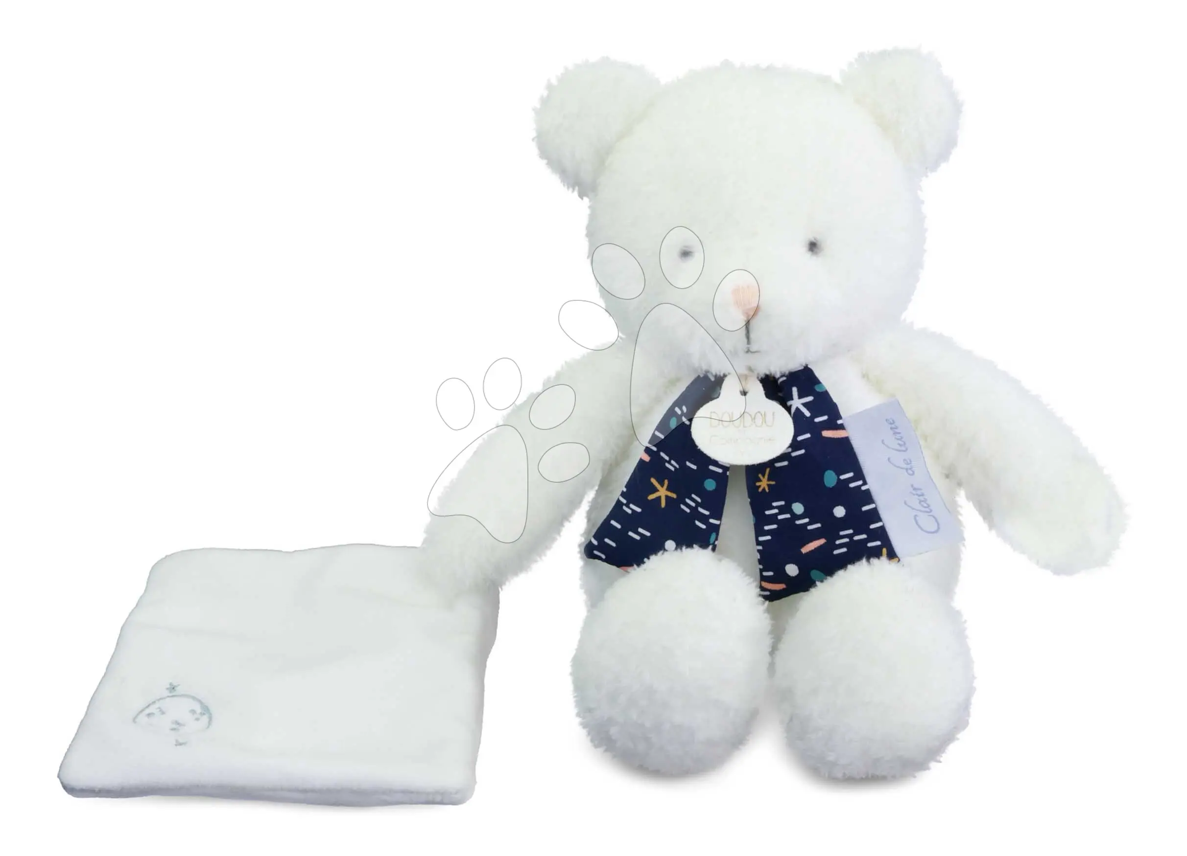 Plyšový medvídek svítící ve tmě Moonlight Collection Plush Doudou et Compagnie v dárkovém balení bílý 28 cm od 0 měsíců