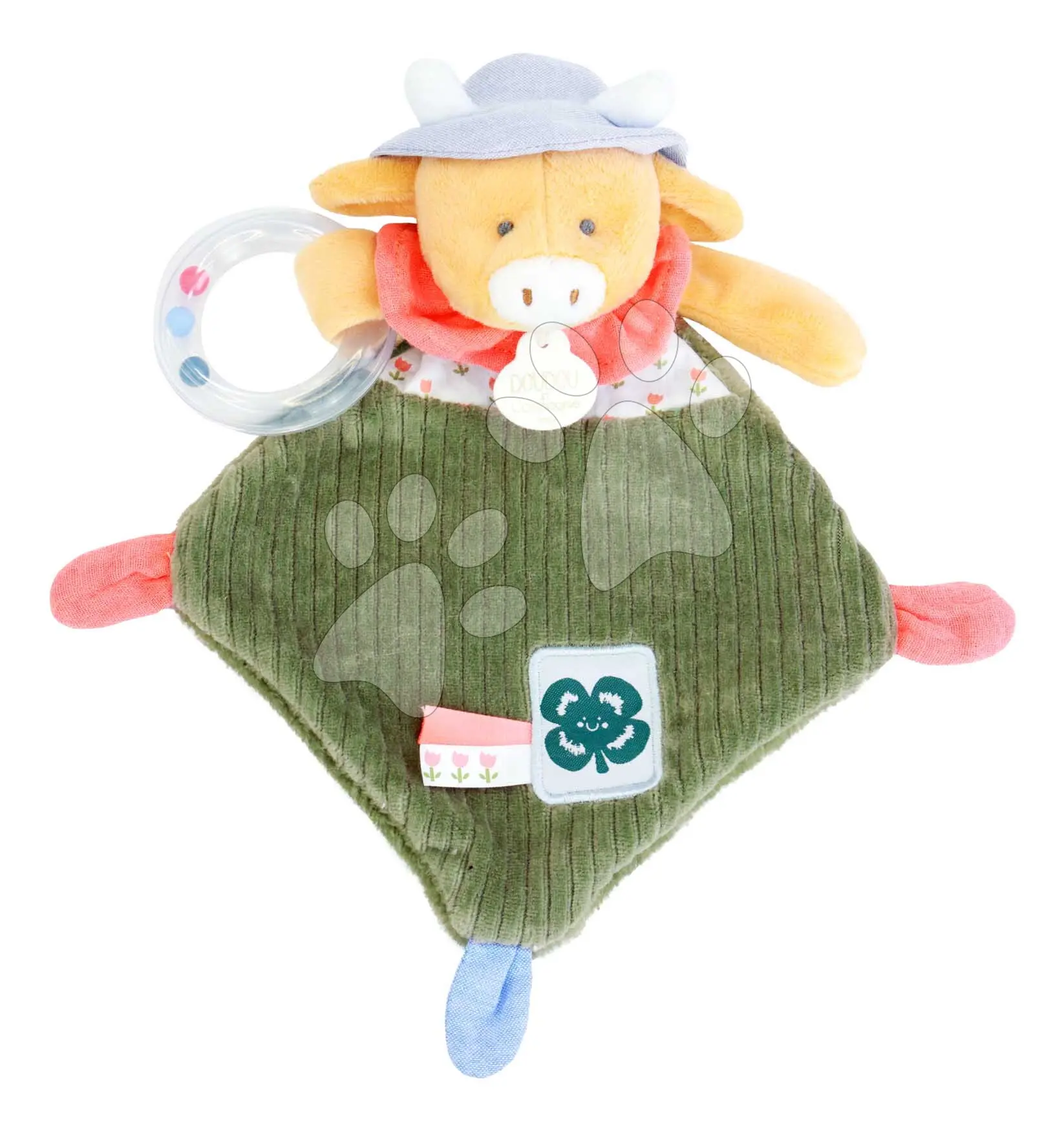 Doudou Dárková sada Plyšová kravička Aneth s chrastítkem 21 cm
