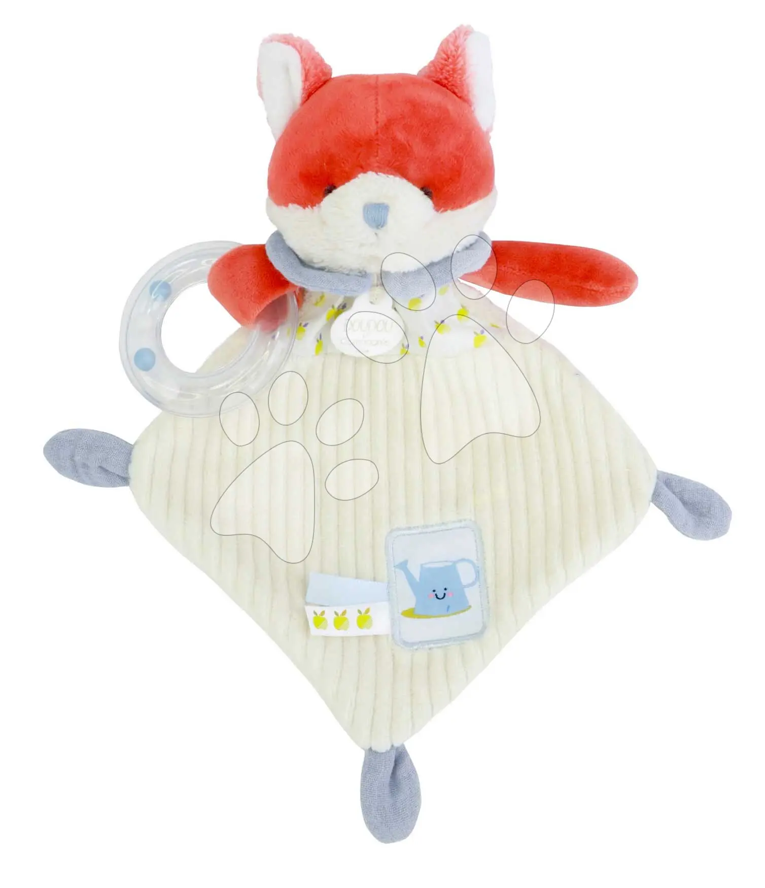 Plyšová liška s chrastítkem Romarin the Fox My Garden Rattle Doudou et Compagnie v dárkovém balení 21 cm od 0 měsíců