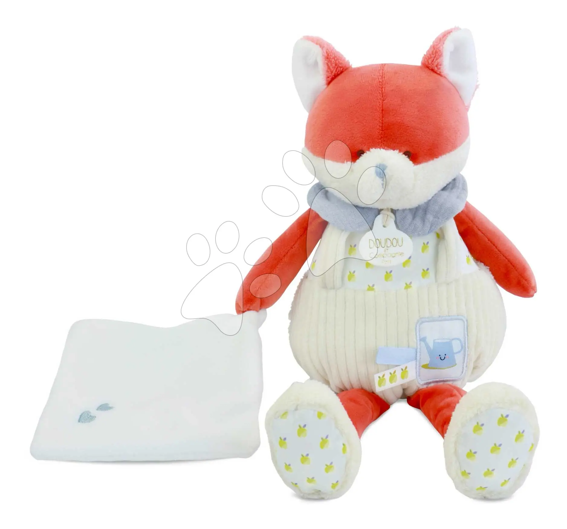 Plyšová liška s hadříkem na mazlení Romarin the Fox My Garden Pantin with Comforter Doudou et Compagnie v dárkovém balení 28 cm od 0 měsíců