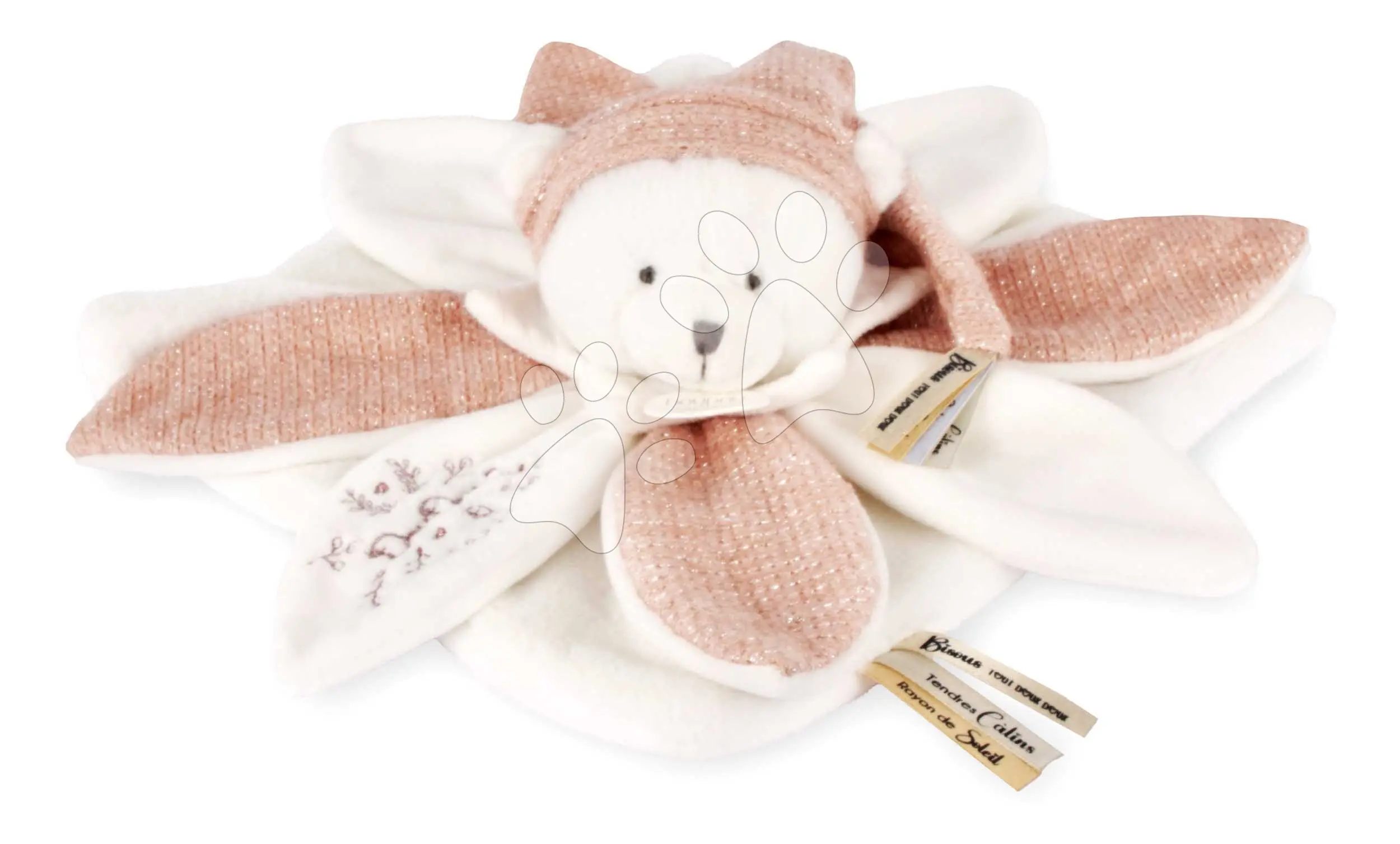 Doudou et Compagnie Paris Doudou dárková sada muchláček medvídek s čepičkou růžový 25 cm