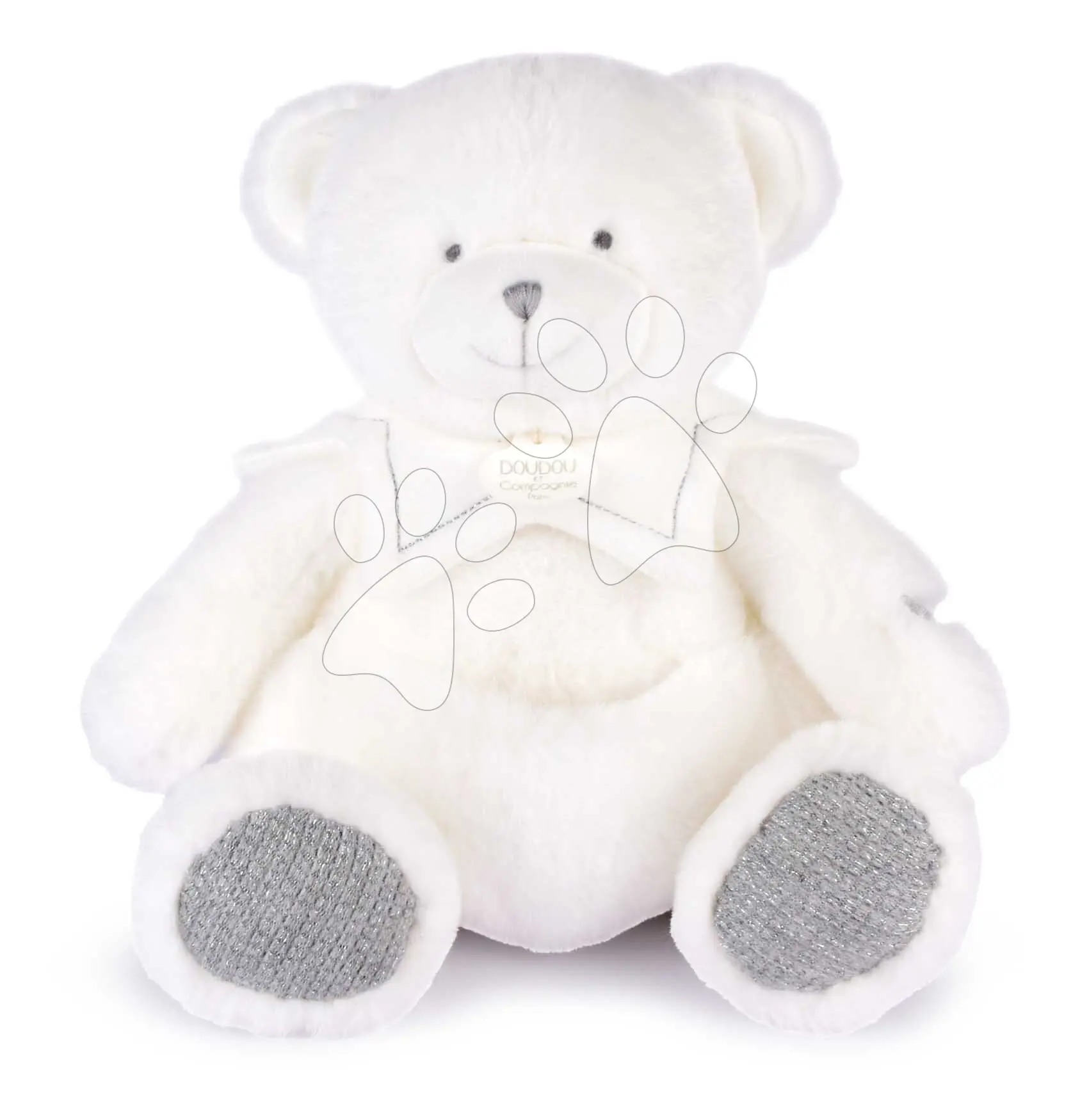 Plyšový medvídek s hadříkem na mazlení Doudou 25 Years Puppet with Handkerchief Grey Doudou et Compagnie v dárkovém balení šedý 30 cm od 0 měsíců