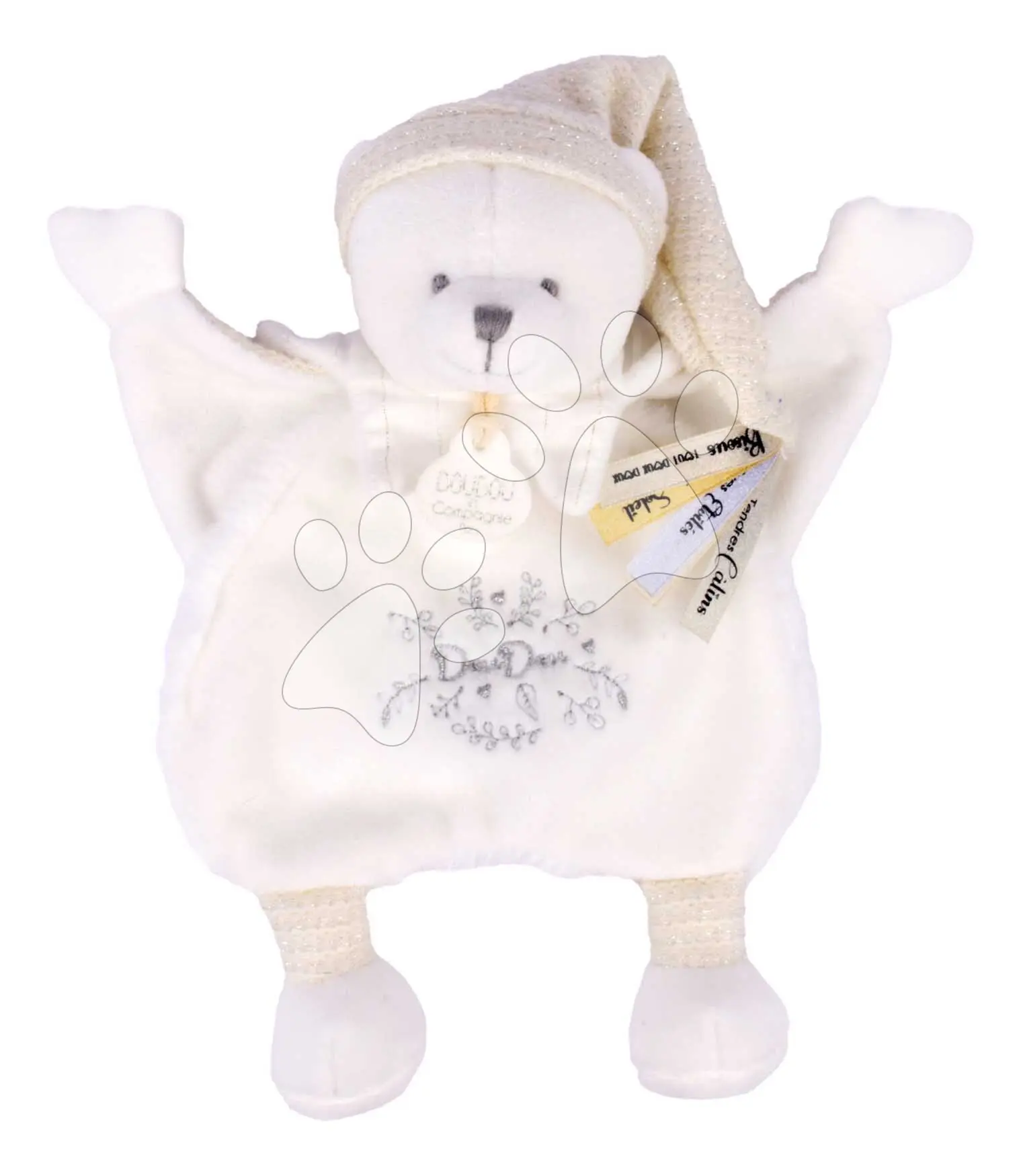 Doudou Dárková sada Plyšový muchláček medvídek s čepičkou béžový 25 cm