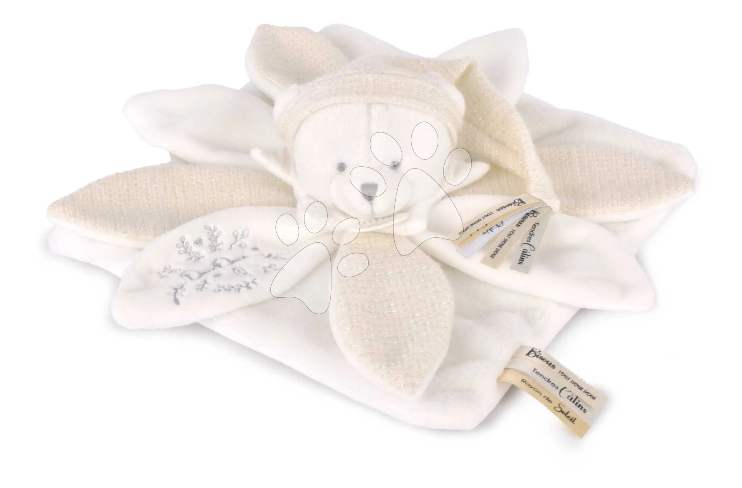 Plyšový medvídek na mazlení Doudou 25 Years Doudou Collector White Dodou et Compagnie v dárkovém balení bílý 25 cm od 0 měsíců