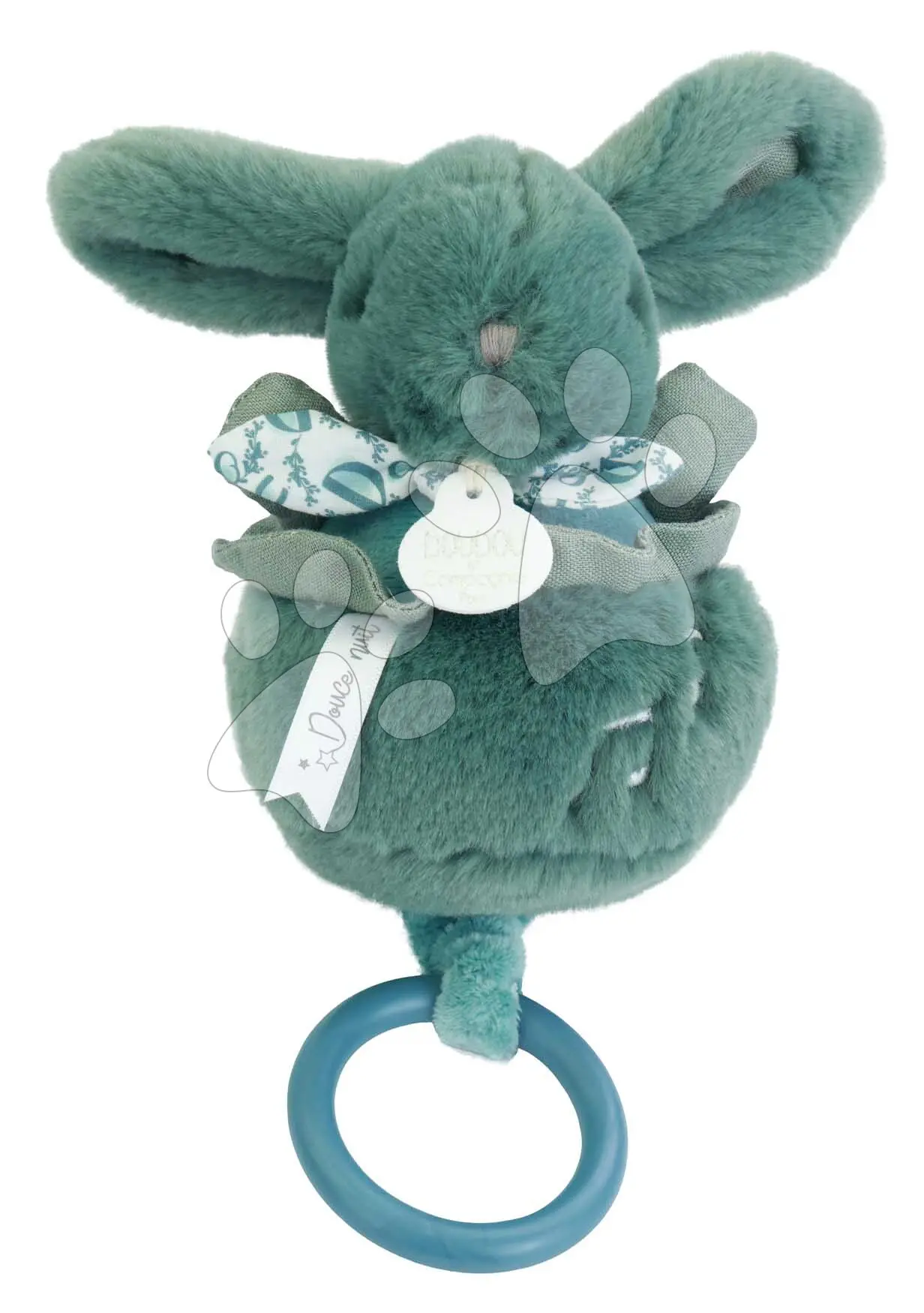Plyšový zajíček s melodií Lapin Doudou Music Box Green Doudou et Compagnie v dárkovém balení zelený 20 cm od 0 měsíců