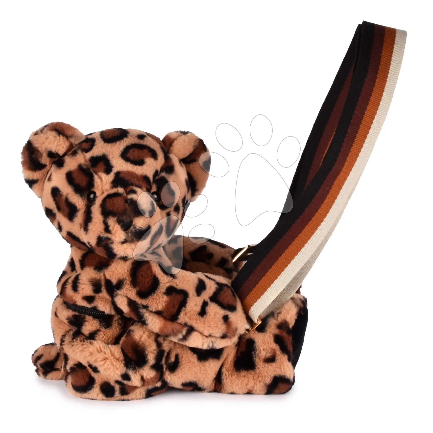 Plyšový crossbody vak medvídek Bag Leopard Teddy Bear Doudou et Compagnie s popruhem hnědý 30 cm od 24 měsíců