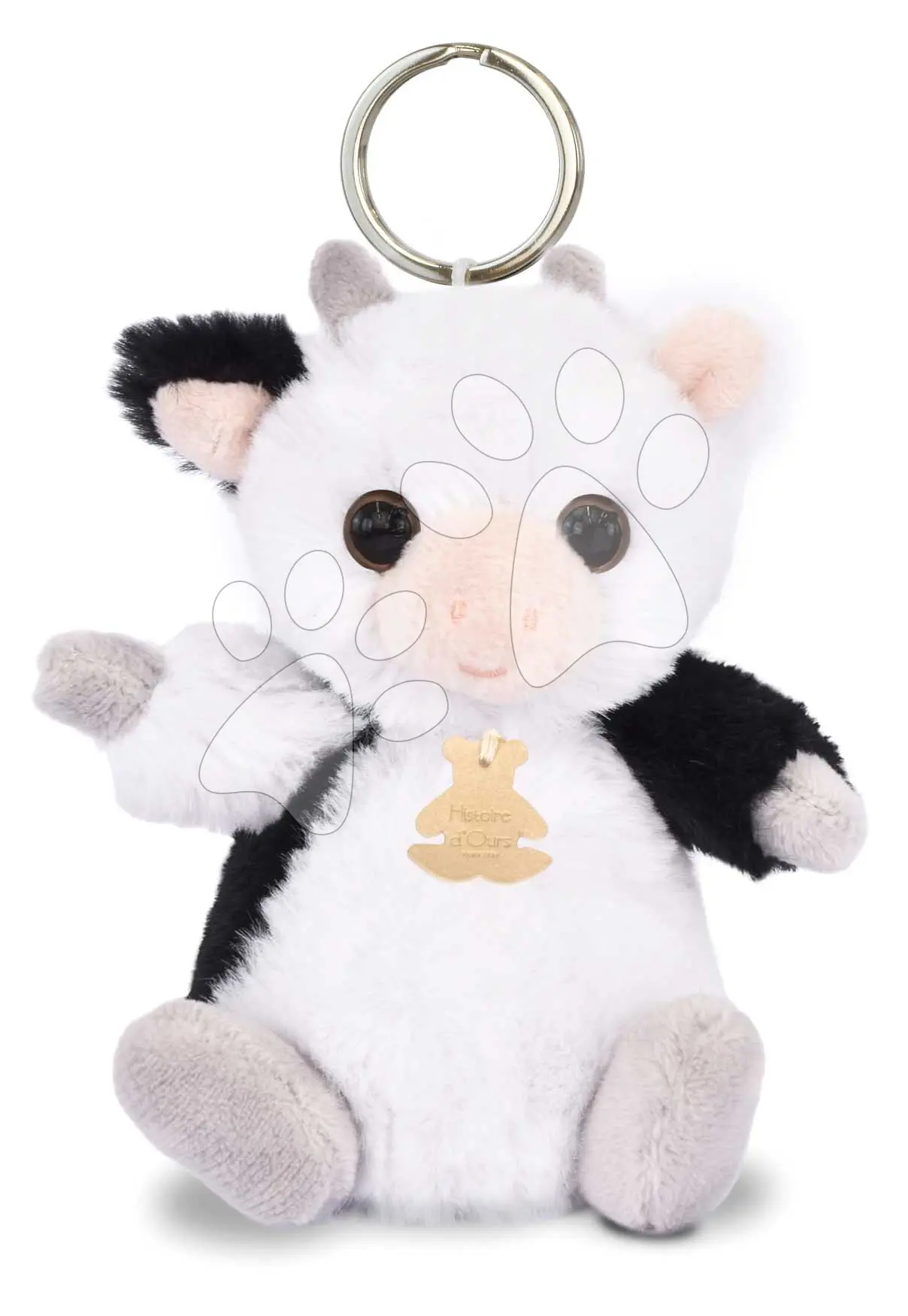 Plyšová klíčenka kravička The Soft Stretch Cow Key Ring Histoire d’ Ours černo-bílá 12 cm od 18 měsíců