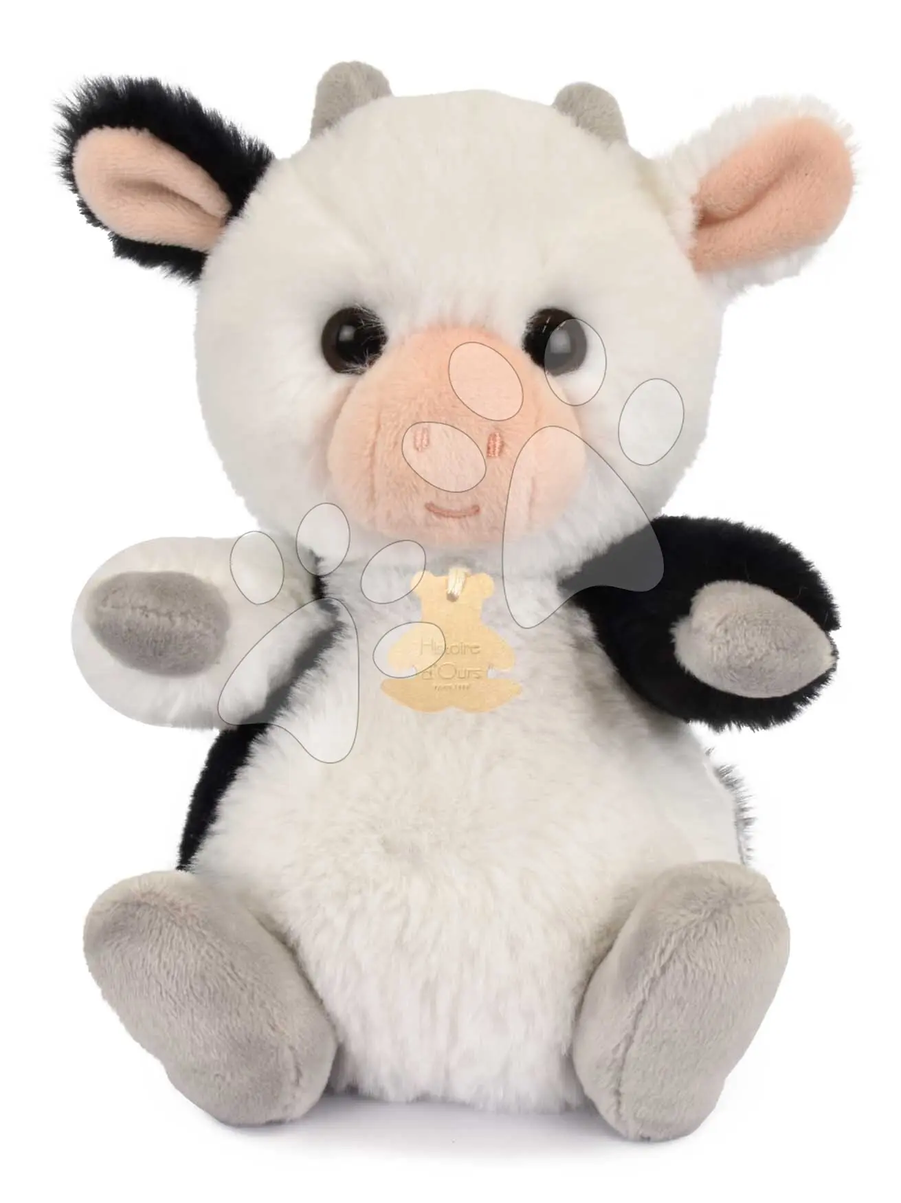 Plyšová kravička The Soft Stretch Cow Histoire d’Ours černo-bílá 20 cm od 0 měsíců
