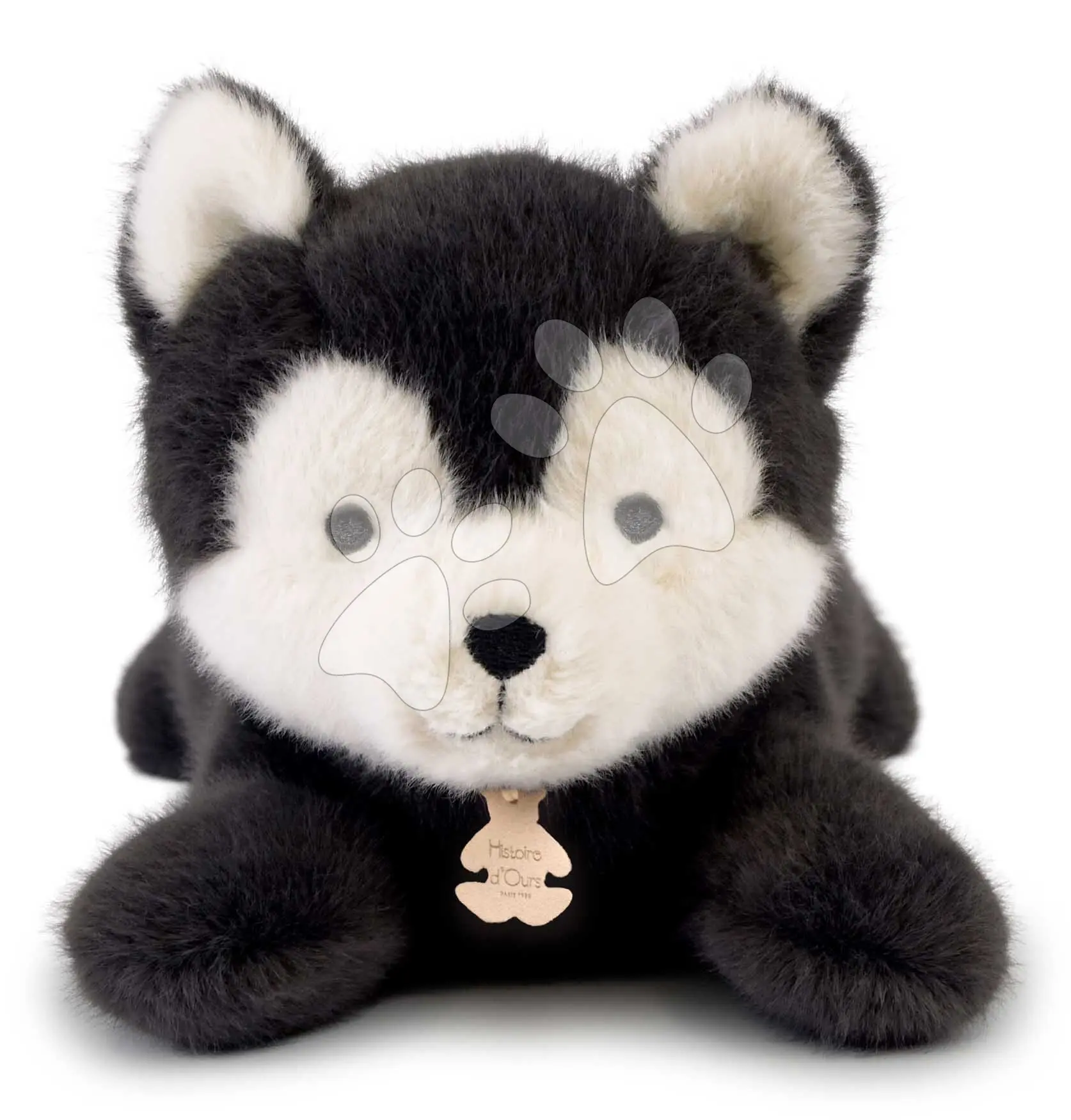 Plyšový vlk s těžkým bříškem P'tit Relax Wolf Histoire d’ Ours šedý 22 cm od 0 měsíců