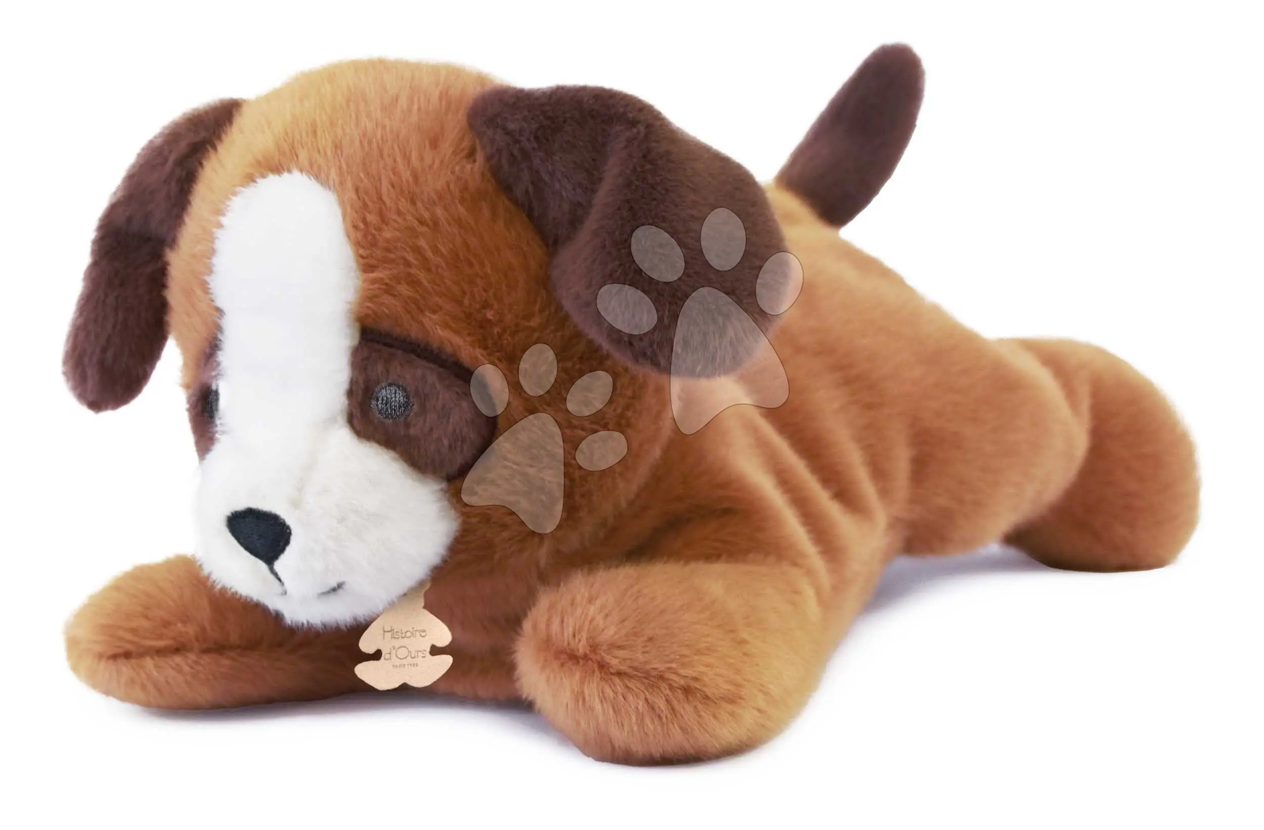 Plyšový pejsek s těžkým bříškem P'tit Relax Brown Dog Histoire d’ Ours hnědý 30 cm od 0 měsíců
