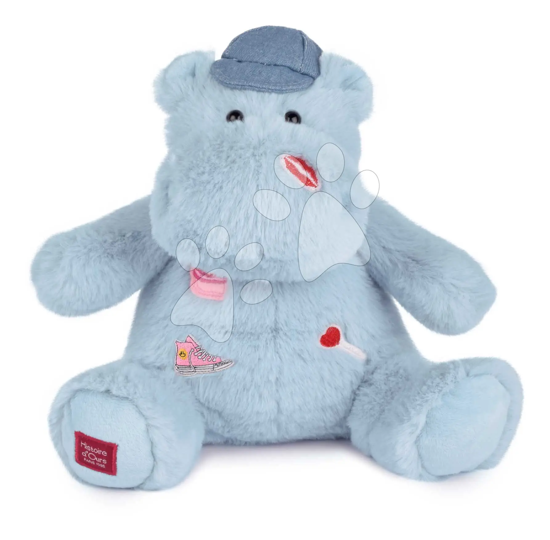 Plyšový hrošík s kšiltovkou Cali Dreamin' Hippo Histoire d’ Ours modrý 20 cm od 0 měsíců