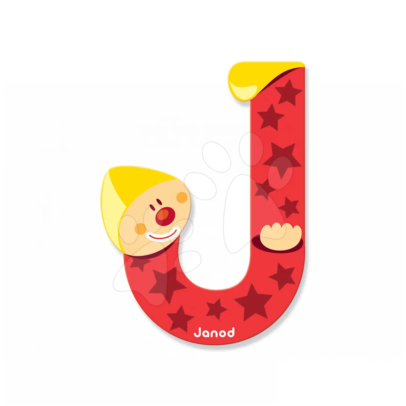 Janod dřevěné lepící písmeno Clown Letter J 04551 červené