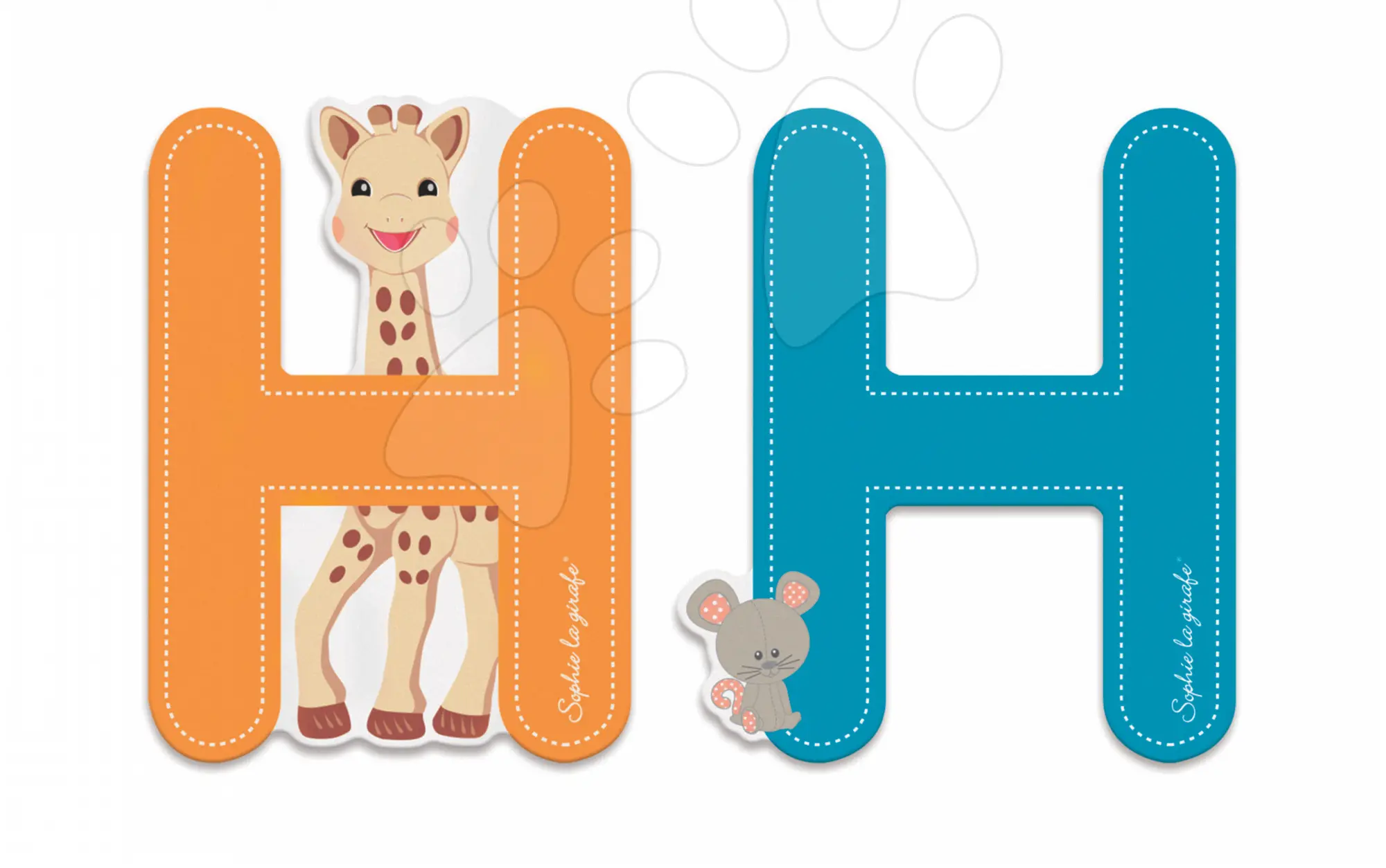 Janod dřevěné písmeno H Sophie The Giraffe 09552 oranžové tyrkysové