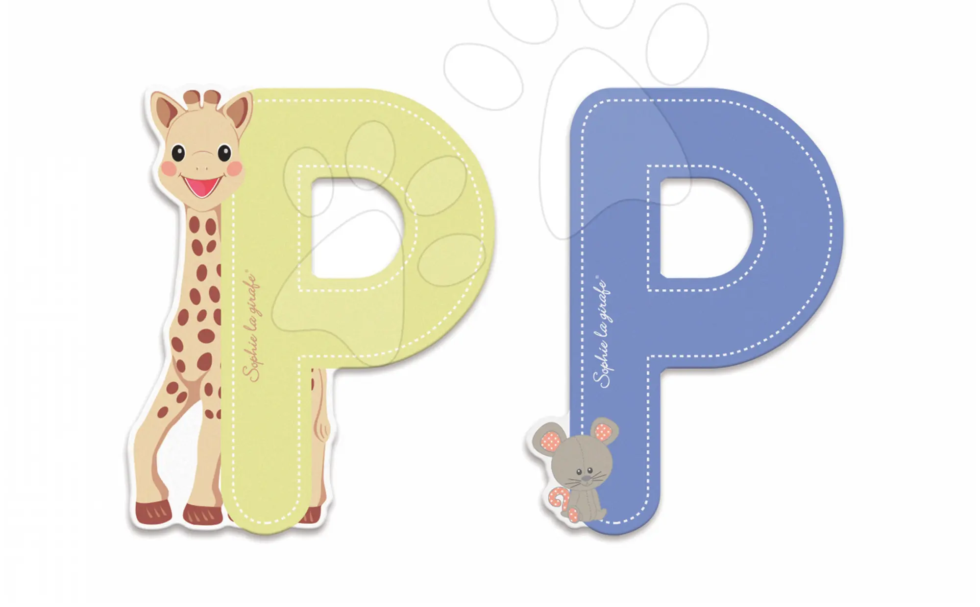 Janod dřevěné písmeno P Sophie The Giraffe 09560 béžové modré