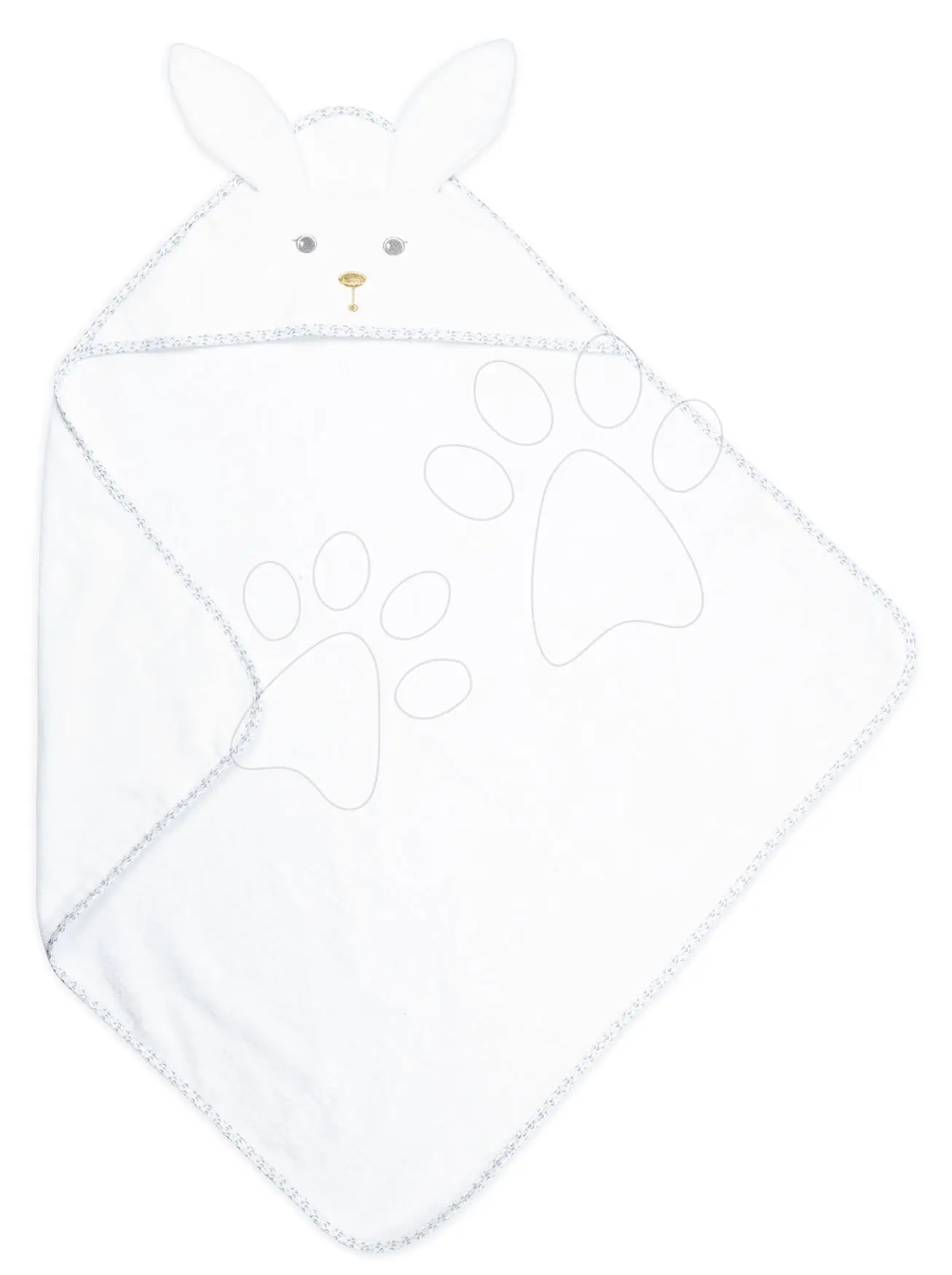 Osuška s kapucí pro nejmenší Zajíček My Rabbit Bath Towel Perle Kaloo bílá 75*75 cm z jemného měkkého materiálu od 0 měsíců