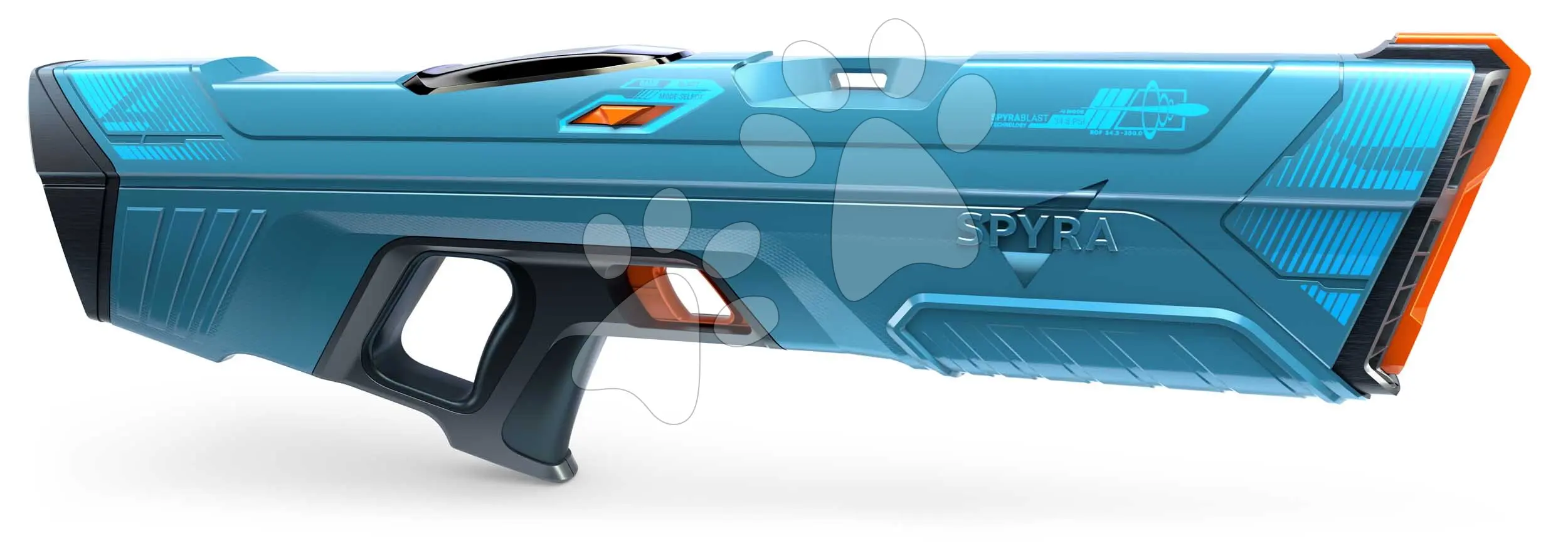 Vodní pistole plně elektronická s automatickým nabíjením SpyraFour Blue Spyra s barevným TFT displejem a dostřelem 15 metrů od 14 let