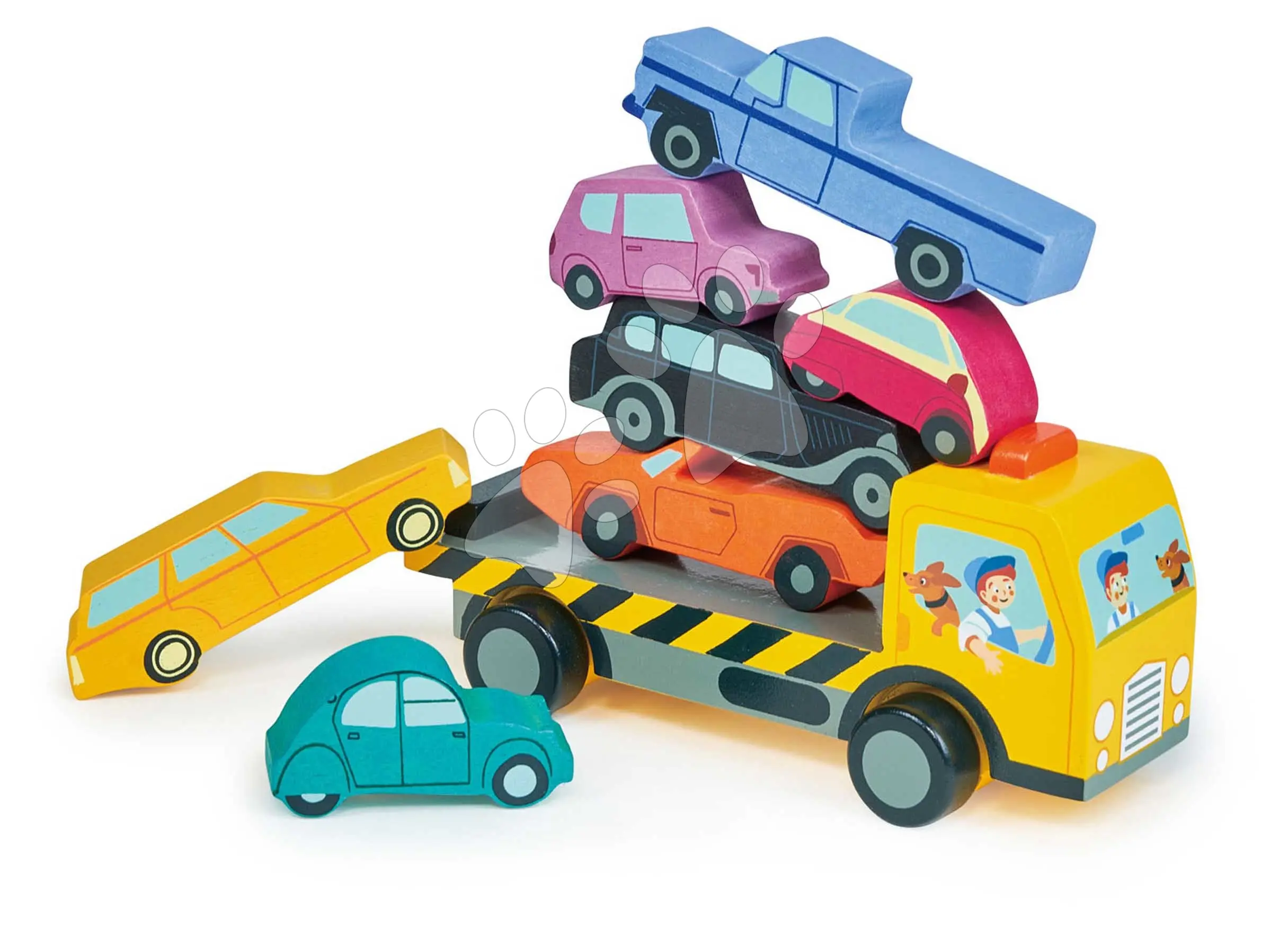 Dřevěná stohovatelná autíčka Stacking Cars Tender Leaf Toys 7 druhů autíček pro rozvoj jemné motoriky od 18 měsíců