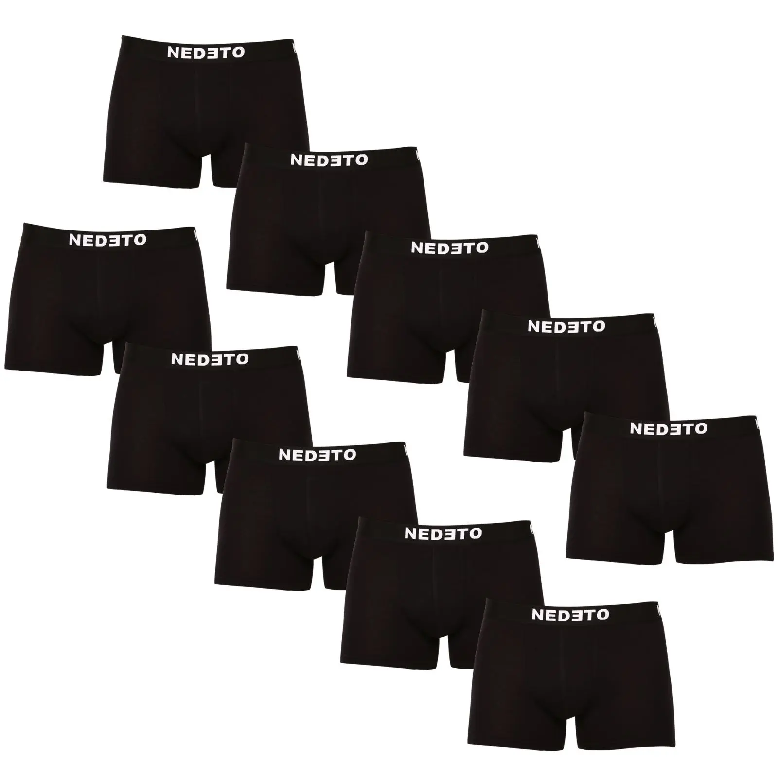 10PACK pánské boxerky Nedeto černé (10NB001b) S