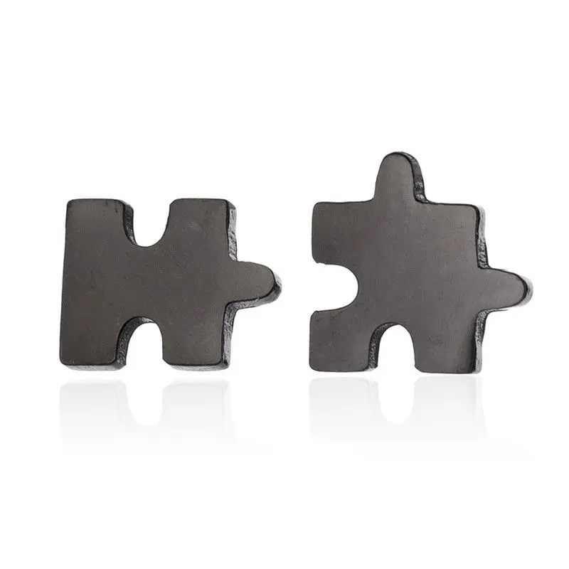 S4U Černé ocelové náušnice PUZZLE - OPN1042-K