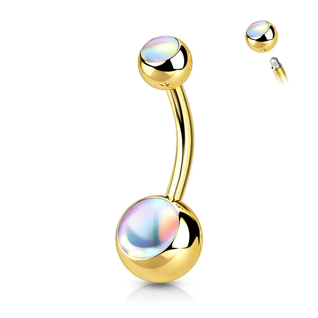 Zlacený piercing do pupíku - banánek - BS0005-GD