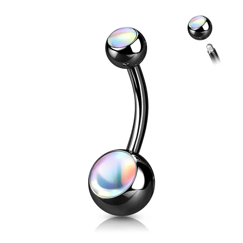 Černý piercing do pupíku - banánek - BS0005-K