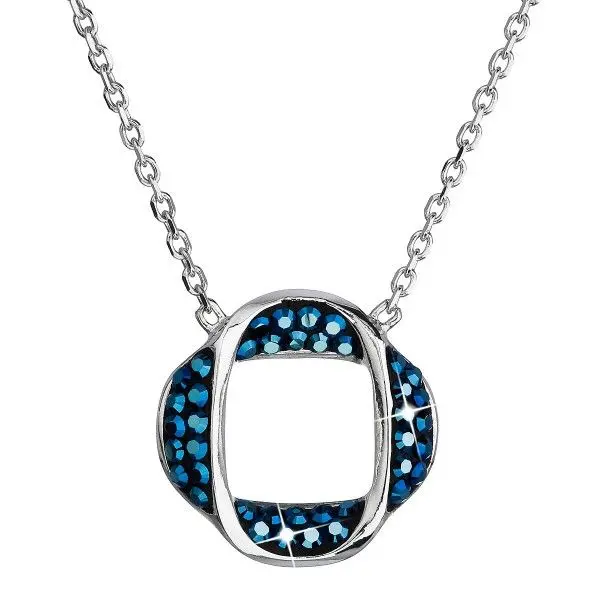 Stříbrný náhrdelník s krystaly Swarovski zeleno-fialové srdce 32021.5