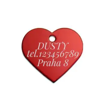 S4U Hliníková psí známka srdíčko velké (červená) - PZ012-R