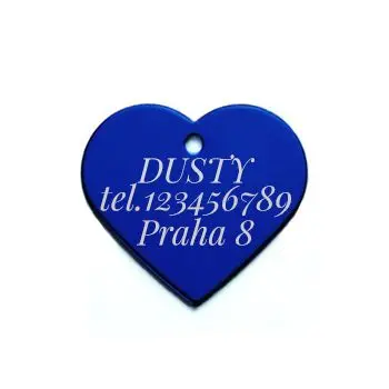 S4U Hliníková psí známka srdíčko velké (tmavě modrá) - PZ012-DB