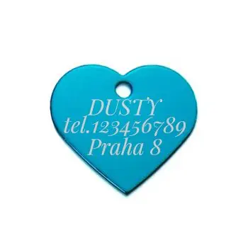 S4U Hliníková psí známka srdíčko velké (světle modrá) - PZ012-LB