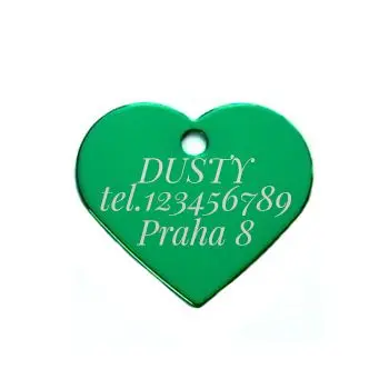 S4U Hliníková psí známka srdíčko velké (zelená) - PZ012-G