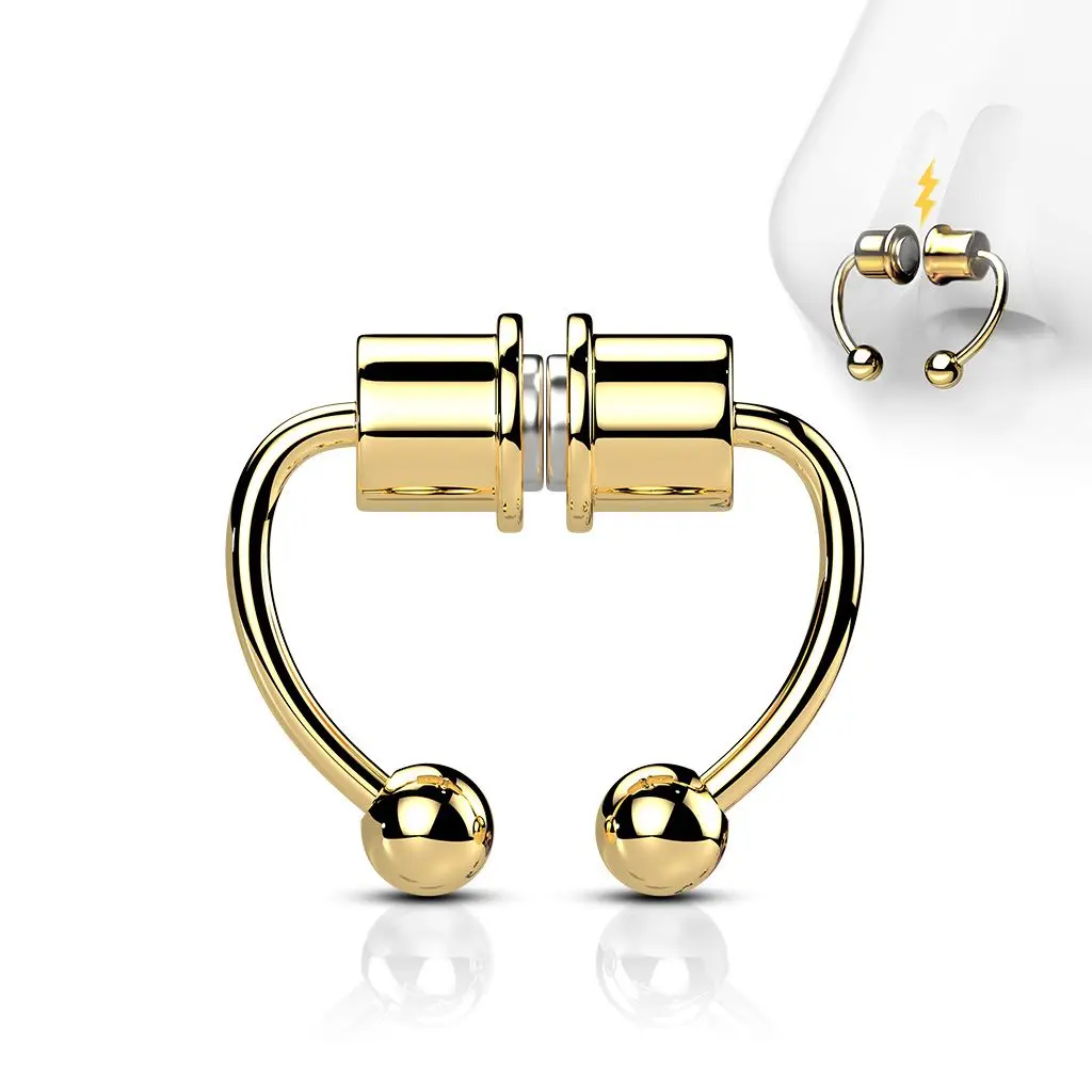 Zlacený falešný magnetický septum piercing do nosu - NS0048-GD